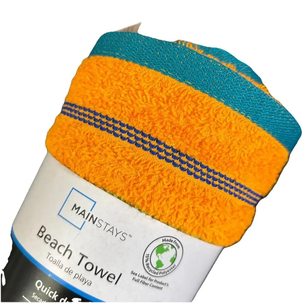 2 PACK Printed Beach Towels 84% Cotton Soft Papaya Juice Teal Sachet Hang Loop